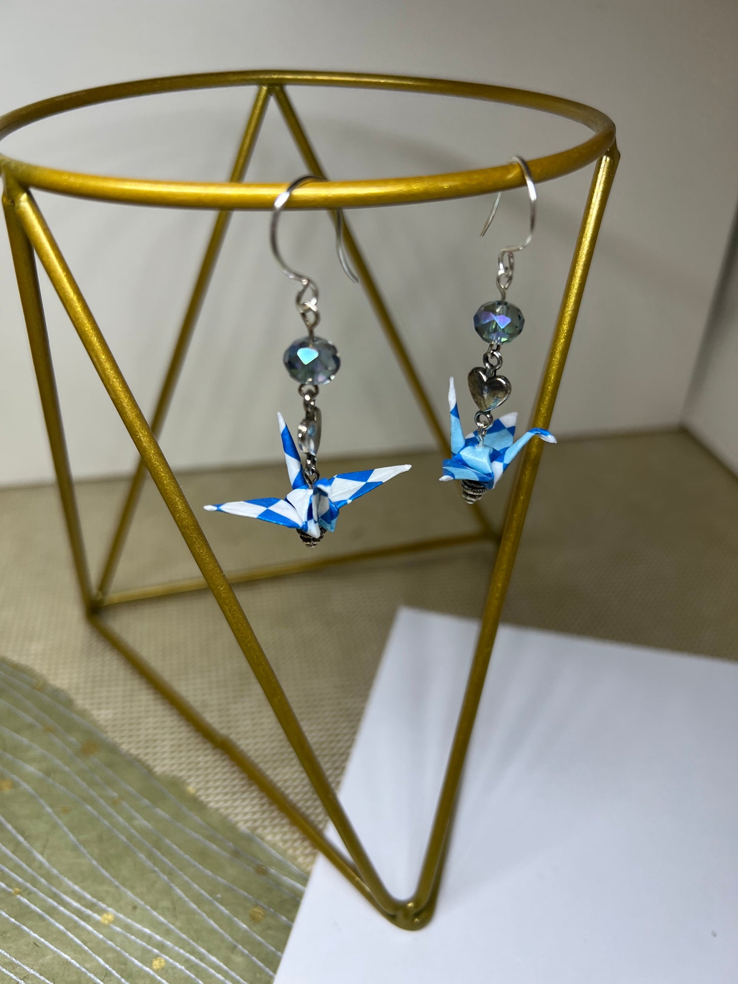 Blue Checkered origami cranes