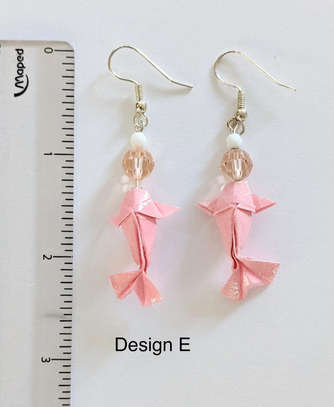 Pink Pearl Koi Fish origami earrings